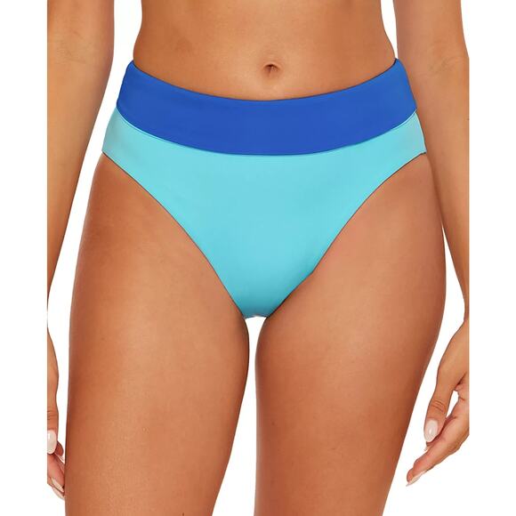 Becca Women's Color Code High Waist Reversible Bikini Bottoms Blue Size M 0215 - Picture 1 of 7